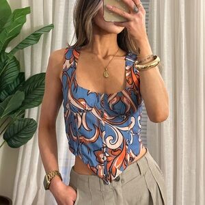 Pretty little thing floral print linen corset nwt